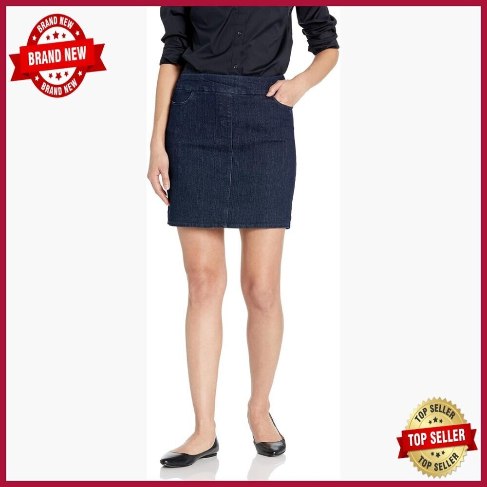 High Rise Denim Skort with Tummy Control Panel, Front & Back Pockets
